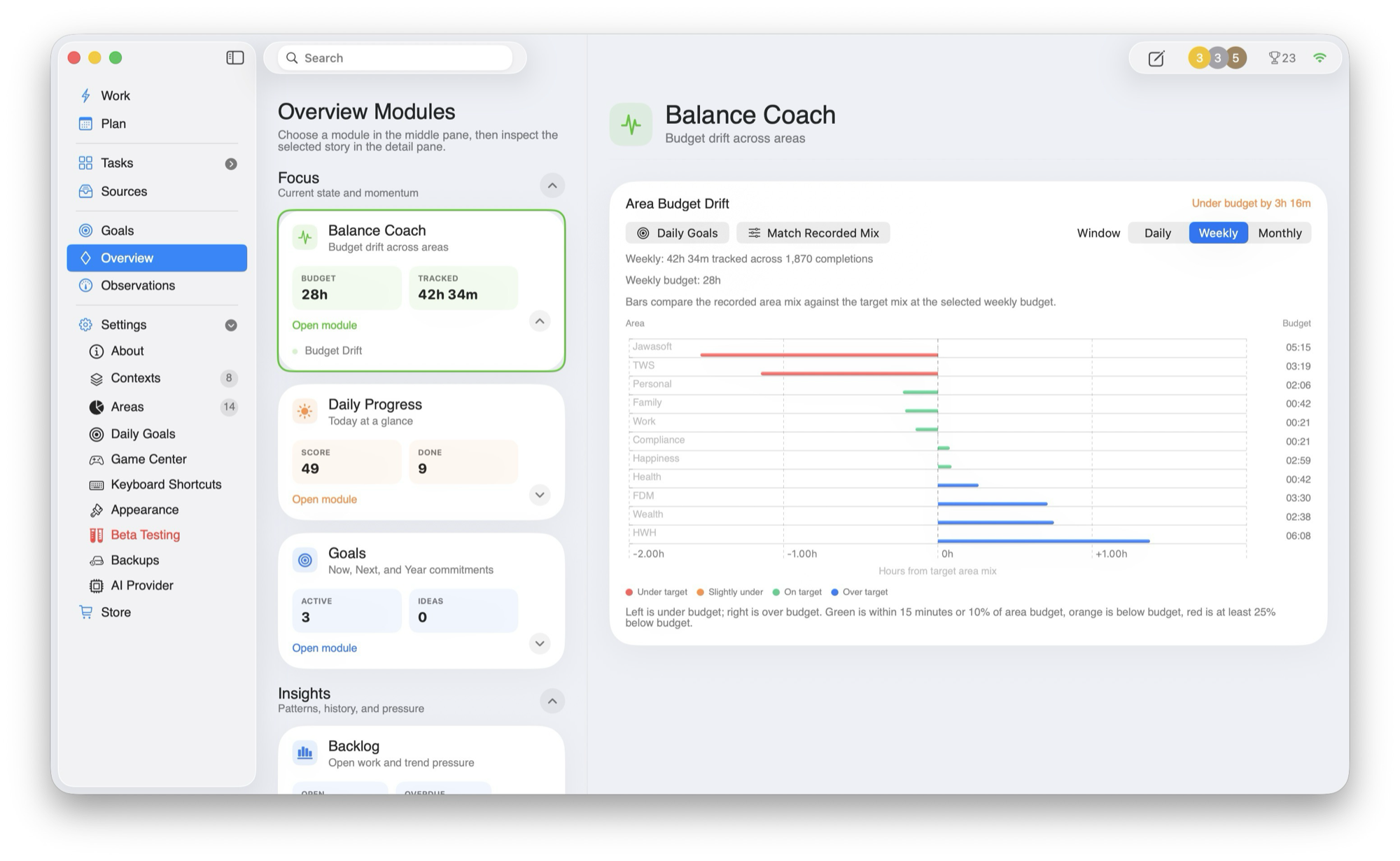 HWH macOS app — Time Logging